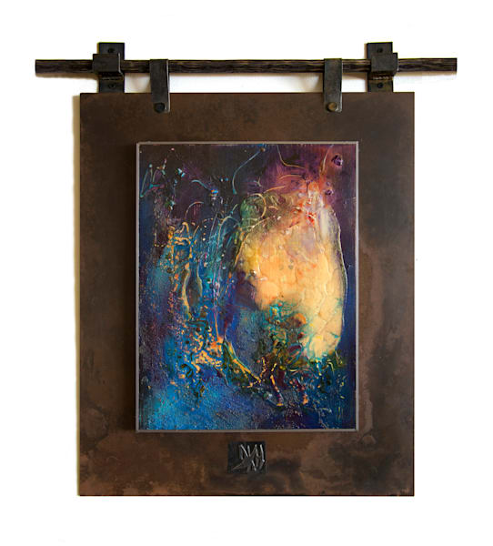 Original spirit painting on a suspended dark wood panel